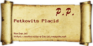 Petkovits Placid névjegykártya